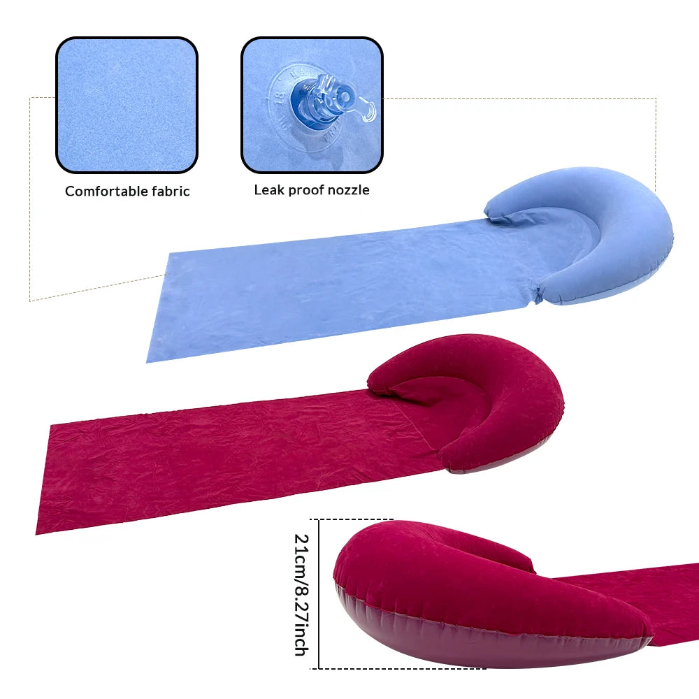 1pcs Inflatable Beach Mat Grass Cushion PVC Moisture Proof Portable Foldable Beach Sleeping Mat Suitable For Outdoor Activities