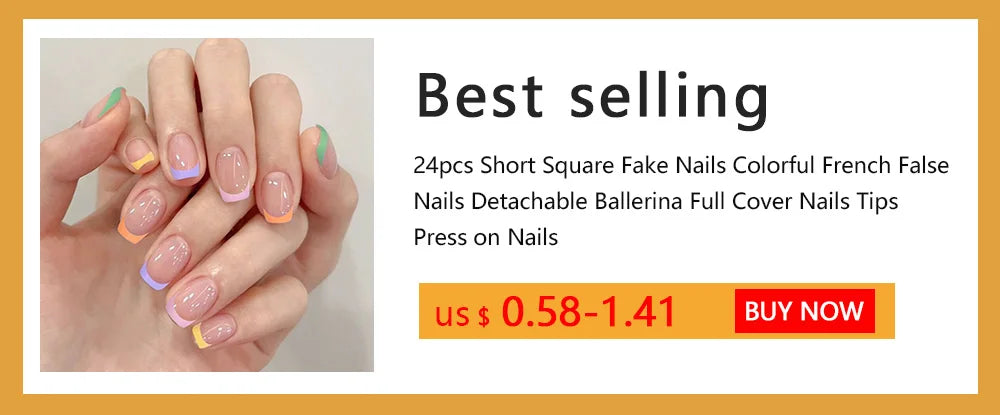 24pcs French White Side False Nails Wearable Rhinestone Desgin Fake Nails Short Simple Nail Full Cover Nail Tips Press On Nails