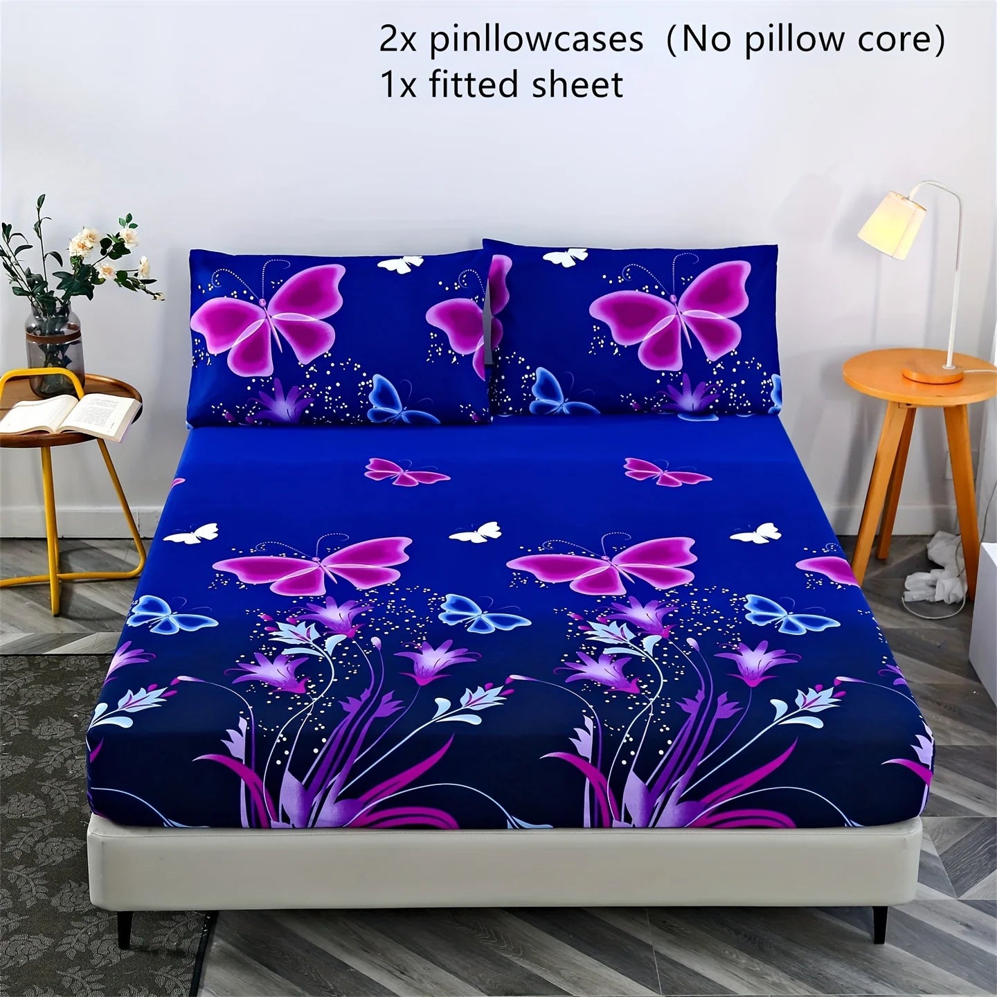 3pcs Print Bedding Set, Soft and Comfortable, Suitable for Bedroom, Guest Room One Fitted Sheet + Two Pillowcases, No Core