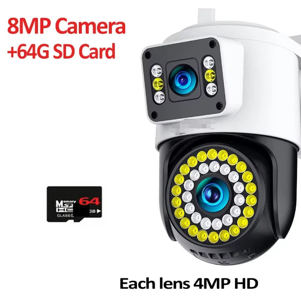 Smart Home WiFi Camera 6K Three Screen Security Camera Outdoor Security Protection Auto Tracking Camara 4K Yoosee CCTV Camera