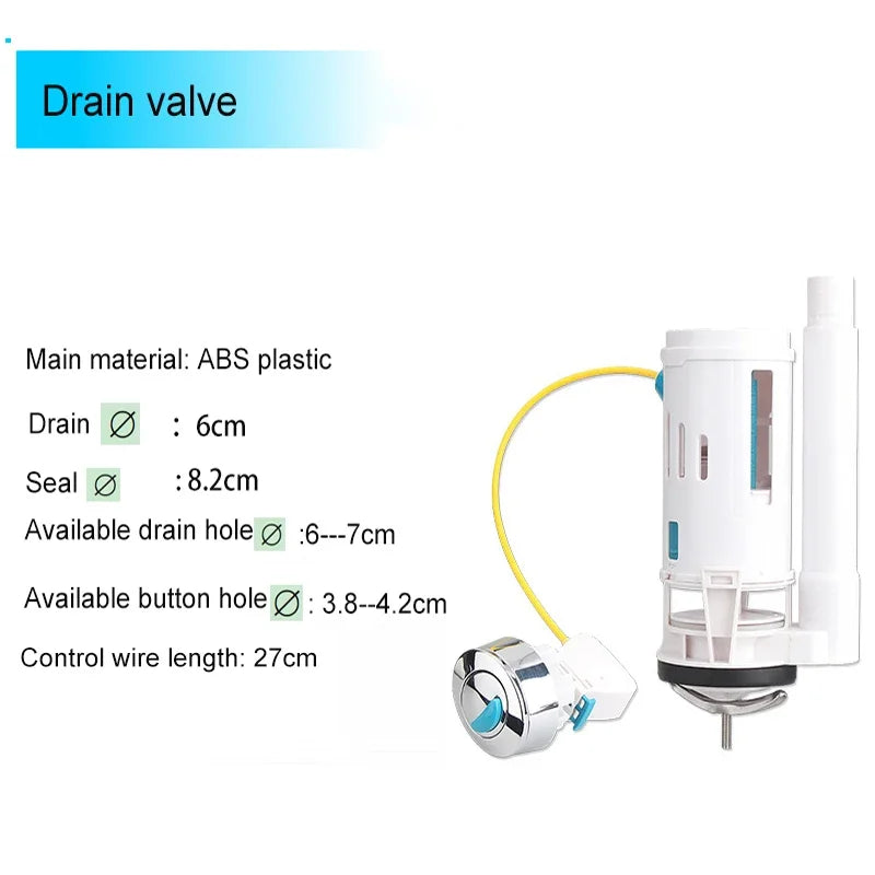WETIPS Linear Control Toilet Fitting Outlet Valve Water Saving Flush Water Saving Flush Kit Toilet Tank Drain Fittings System