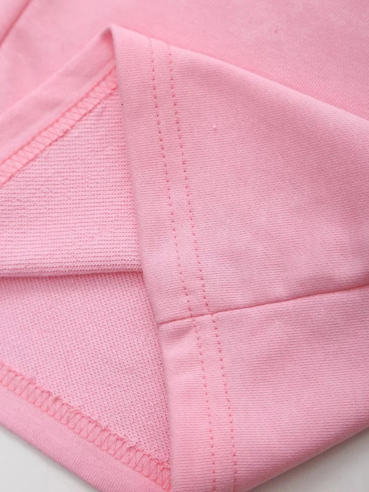 HH Summer Women Casual T Shirt Pant Sets Elegant Pink O Neck Short Sleeve T-Shirt + Drawstring Loose Trousers Spring Suit