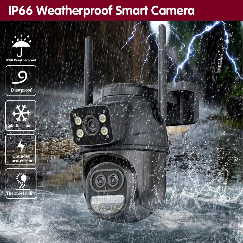 ICSEE Smart WIFI Security Camera 12MP 8K Three Lens 8X Zoom Outdoor HD Video Surveillance IP Cameras IPTV CCTV PTZ Auto Tracking