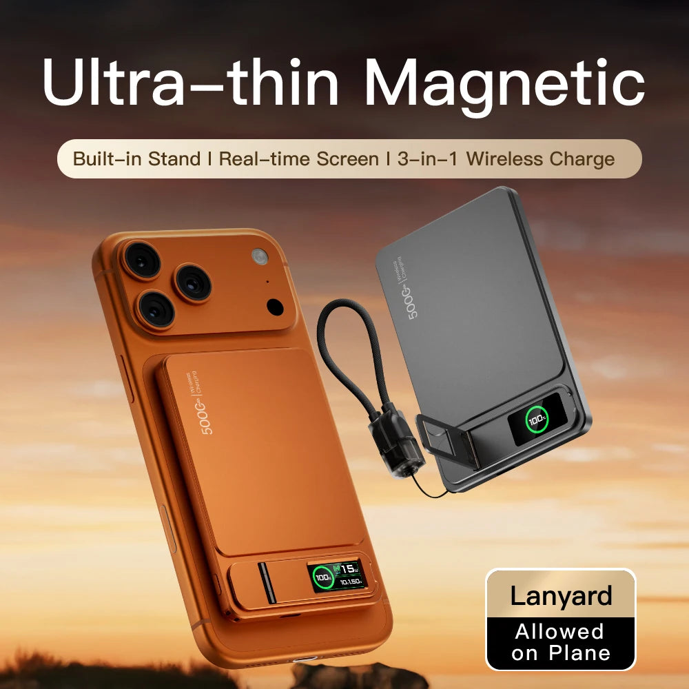 CCC 10000mAh Slim Original Power Bank For MagSafe,Magnetic Wireless 20W Fast Charging Portable Battery For iPhone 12-17 iWatch