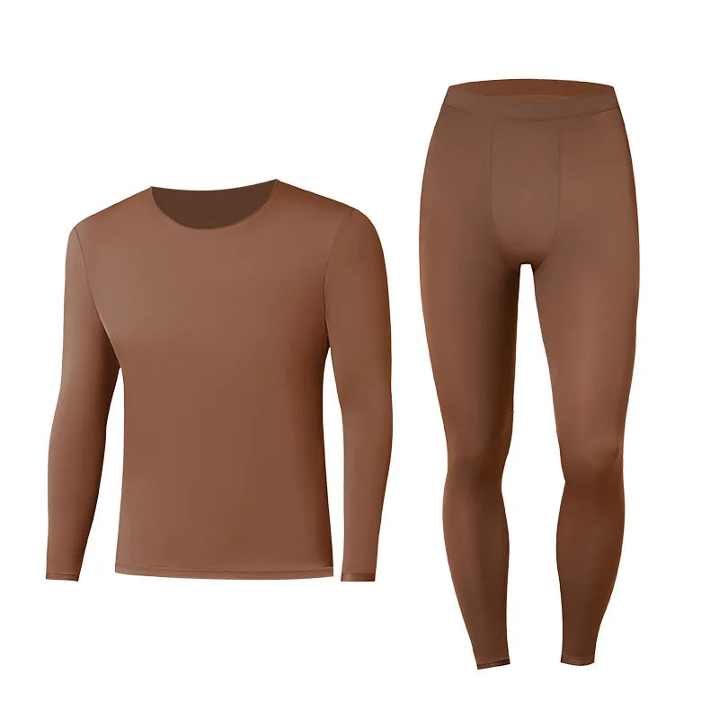 Men Thermal Underwear Set Plus Size Ultra-thin Pajamas Suit High Elastic Long Sleeve Long Johns Autumn Winter Skincare Clothing