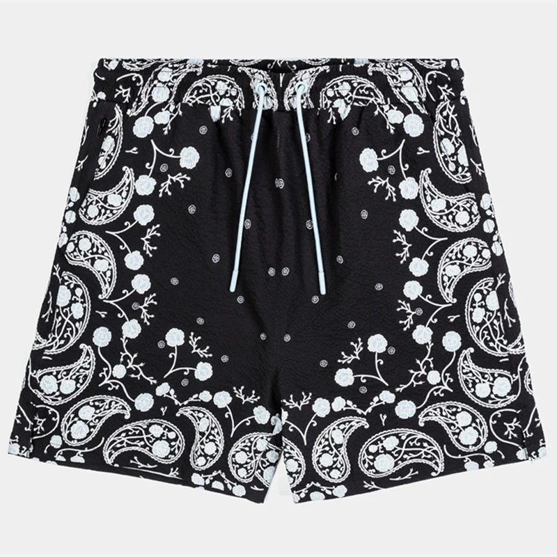 Beach sandal shorts with 3D print, men's casual retro shorts for summer, breathable and quick-drying sports and fitness shorts