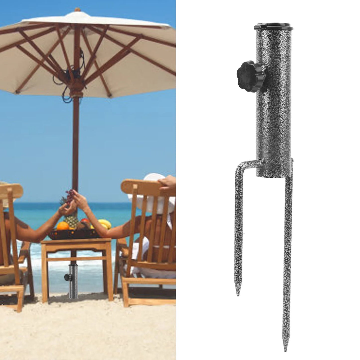 Yard Umbrella Anchor Beach Umbrella Metal Ground Holder Adjustable Heavy Duty Round Beach Umbrella Iron Holder for Garden