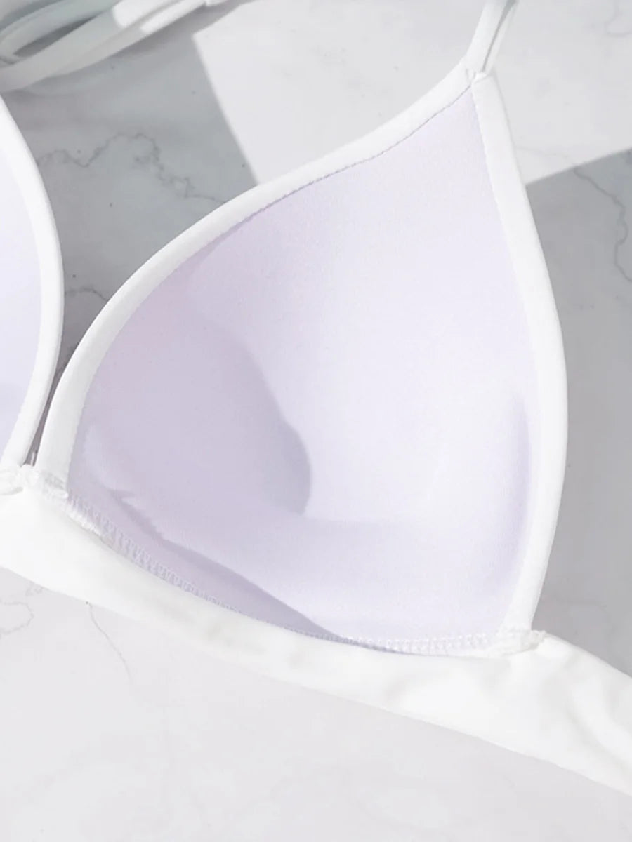 XS - XL Sexy 2025 Push Up Bra Cup Halter Bikini Top Female Swimsuit Women Swimwear Bather Bathing Suit Swim Solid Beach wear Top