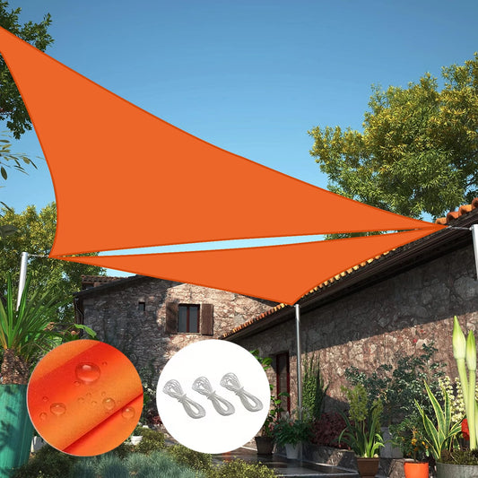 Portable  Triangle Sun Shade Sail, Easy-Install Shade Canopy for Pool Deck Party Playground green/grey orange