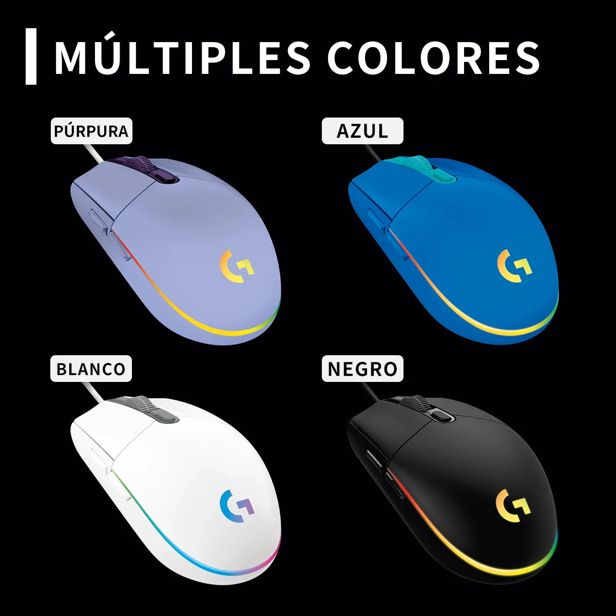 Logitech G102 gaming mouse, USB wired connection, 8000 DPI adjustable, RGB colorful lighting, play PUBG without pressure