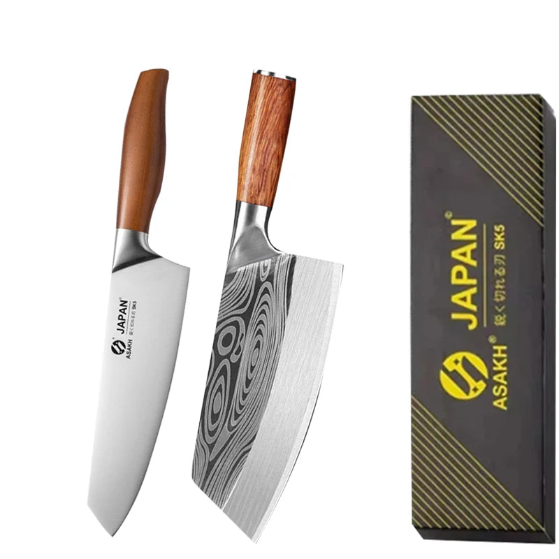Japanese Chef Knife Professional Kitchen Knives Set Meat Cleaver Fish Fillet Slicing Santoku Knife Cooking Butcher Knife