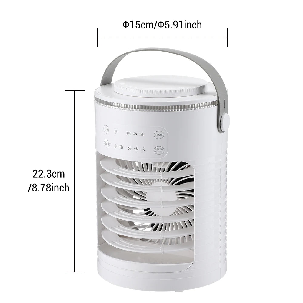 Air Conditioner Cooling Spray Fan Air Conditioner with Water Ice Evaporative Humidifier Quiet Air Cooler with Colorful Light