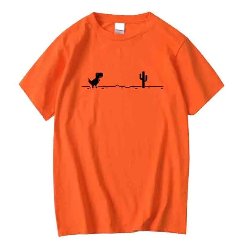 Men High Quality Cotton Blend Funny Dinosaur Print T Shirt Loose O-neck Summer Cool Men Tshirt Short Sleeve T-shirt Male Tee Top