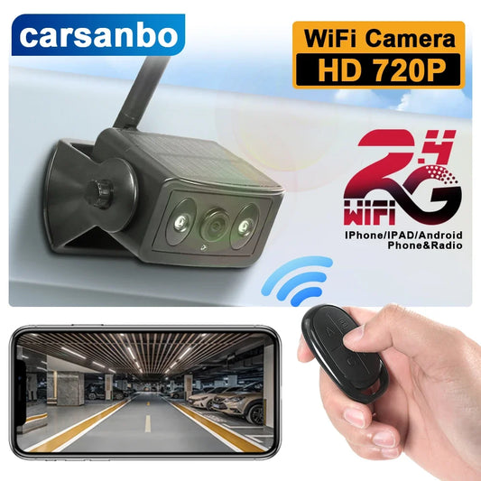 Carsanbo WiFi Rear View Camera For Car Monitoring Remote Control Wireless Type-C Solar Magnetic Night Vision Record Bus Truck