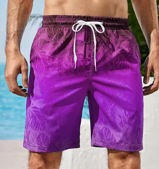 2024 Summer Hawaiian Beach Shorts Holiday Casual Colorful Plaid Print Sportswear Quick Drying Trunks Ice Shorts Hawaii Swimsuit