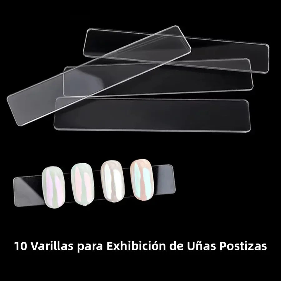 Empty Press on Nails Storage Box False Nail Packaging Set with Double-sided Adhesive Tape And 10 Acrylic Nail Display Sticks
