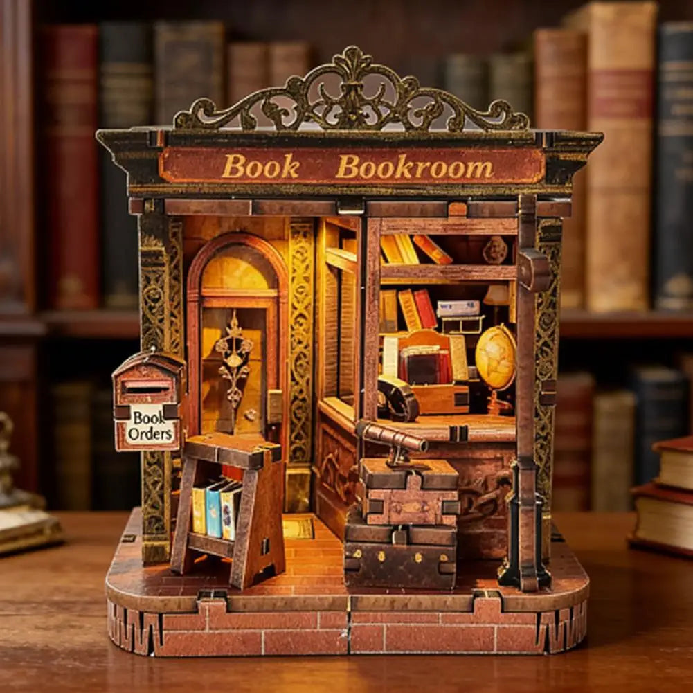 Creative Bookstore Desktop Decoration DIY Book Home Wooden Building 3D Hand-assembled Building Model Highquality Furnishing Gift