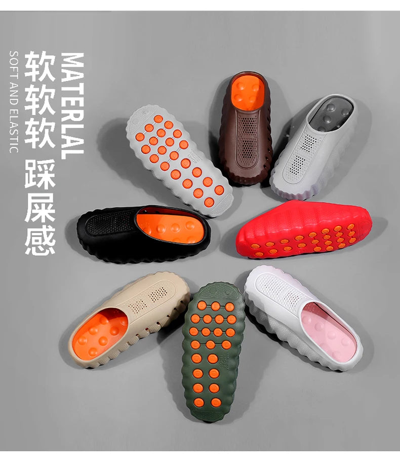 New Men's Slippers Outdoor Soft Thick Sole Slides Breathable Sandals Non-Slip Bathroom Slippers Lightweight Summer Beach Sandals