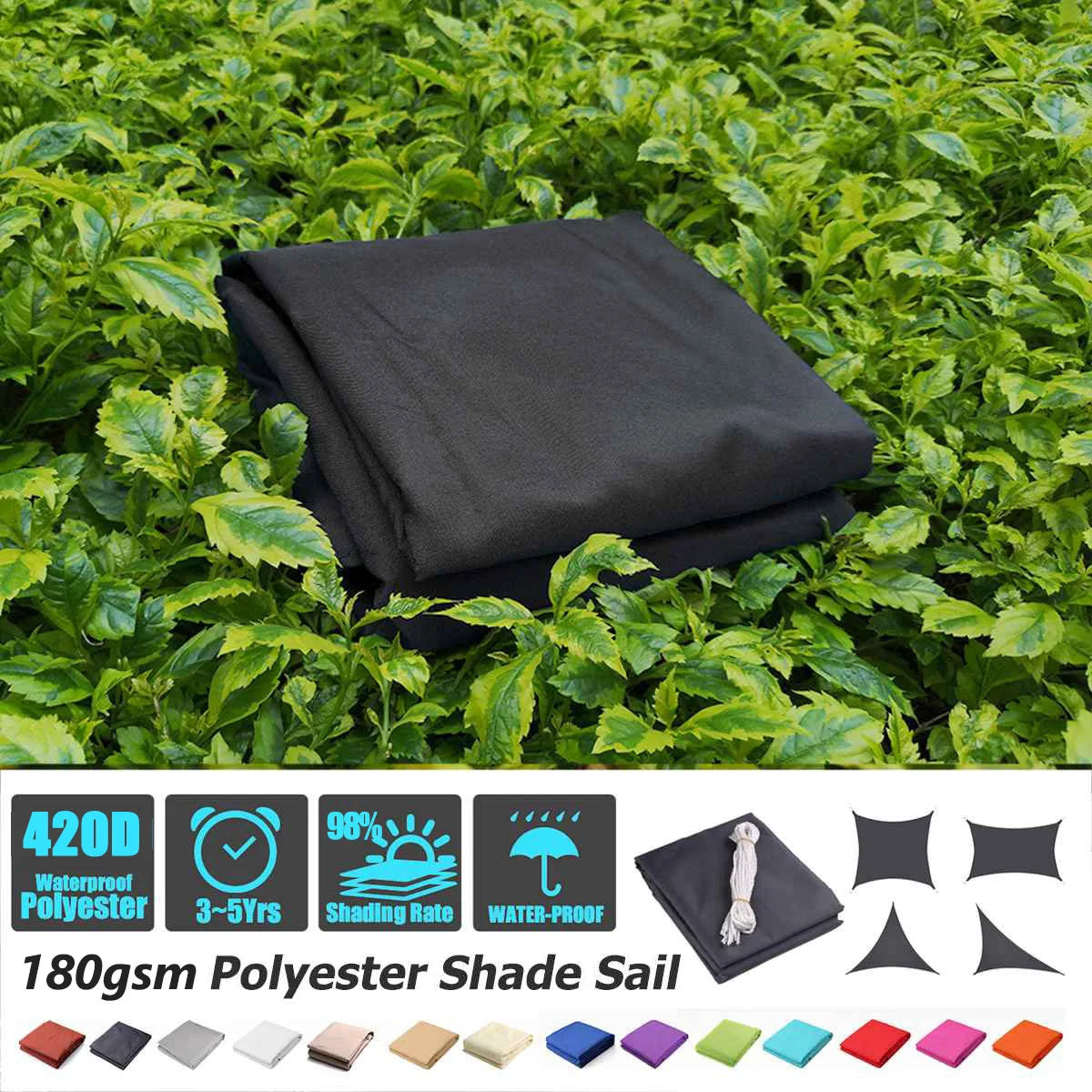 5x5x5/2x2x2M Waterproof Sun Shelter Triangle Sunshade Protection Outdoor Canopy Garden Patio Pool Shade Sail Awning Shade Cloth
