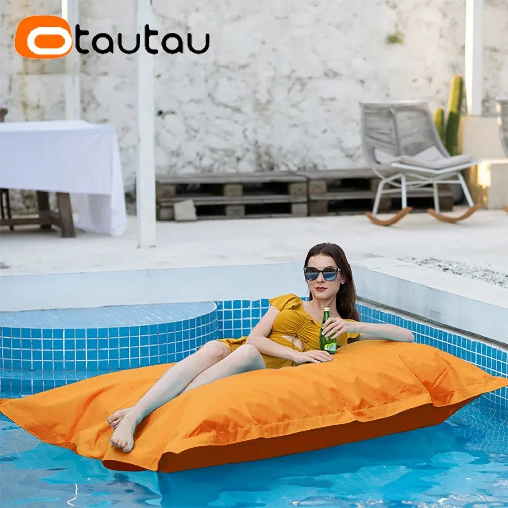 OTAUTAU Retangular Swimming Pool Floating Bean Bag Pouf Cover No Filler Waterproof Beach Pillow Sac Sofa Bed Chaise Lounge DD034