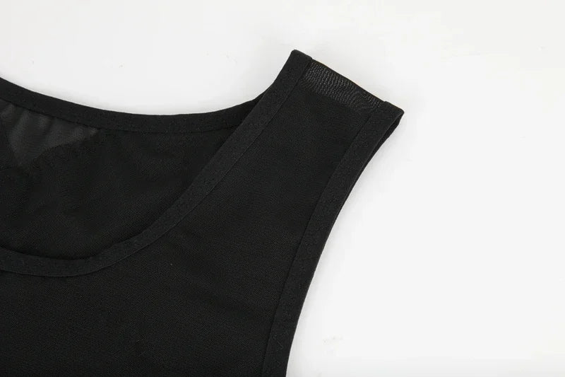 Mens Slimming Body Shaper Vest Gynecomastia Compression Shirts Tummy Control Sleeveless Undershirts Criss Cross Mesh Underwear