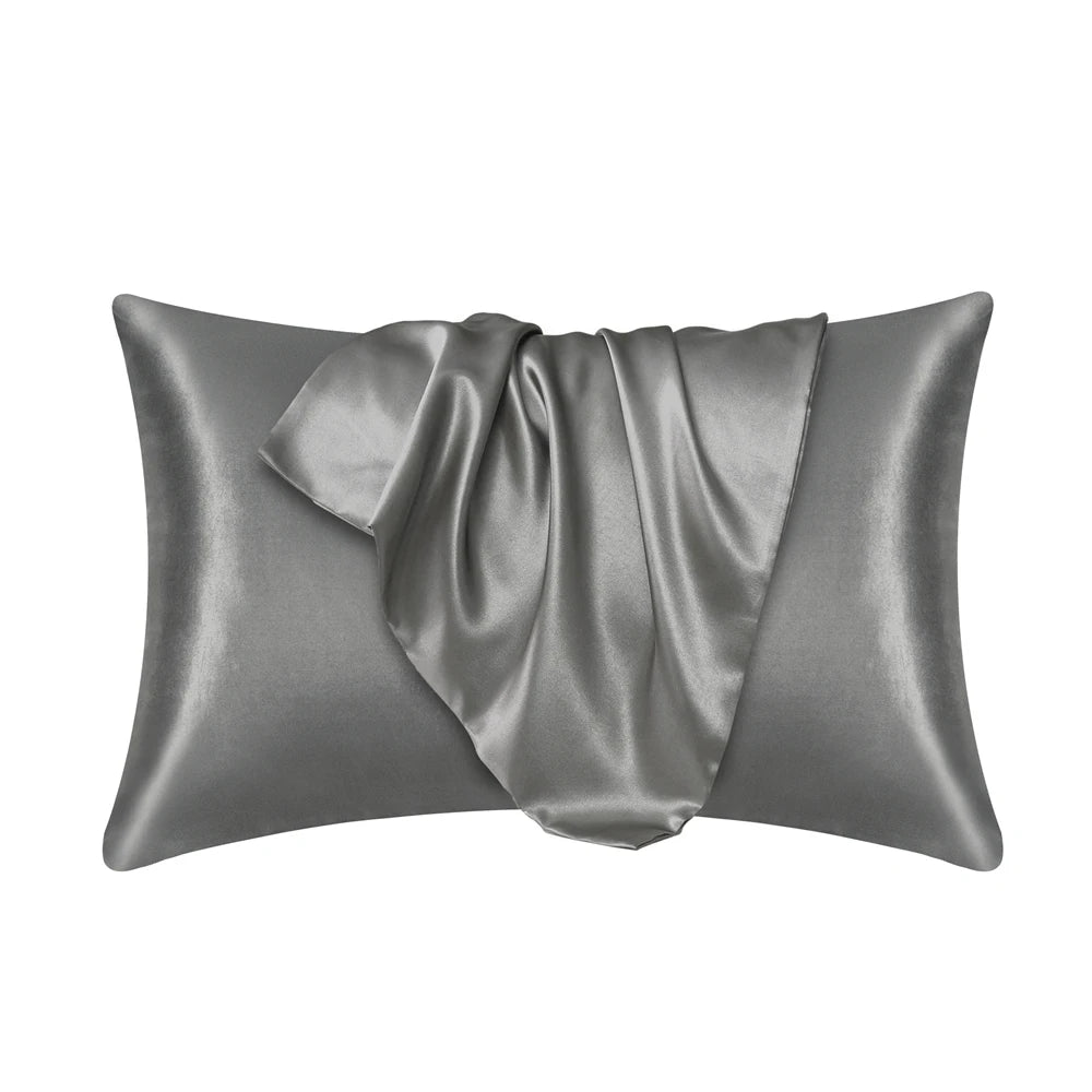 Nordic Silk Pillowcase White Black Grey Khaki Blue Pink Sliver Bed Pillow Covers Luxury Cases Home Bedding Decor