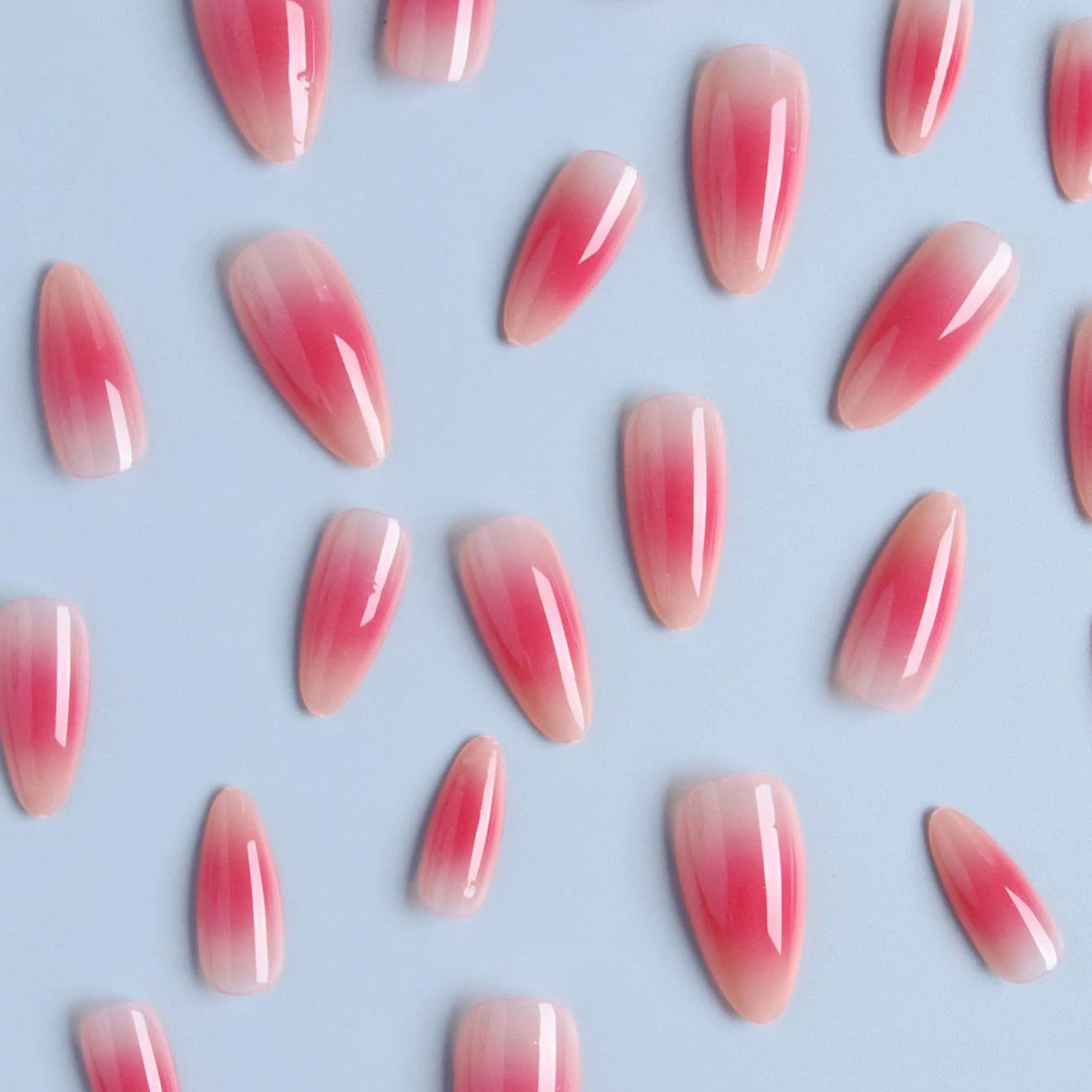 24PCS Almond Press on Nails Medium Fake Nails with Pink Bow Designs Glue on Nails Glossy Acrylic False Nails As Women Girls Fift