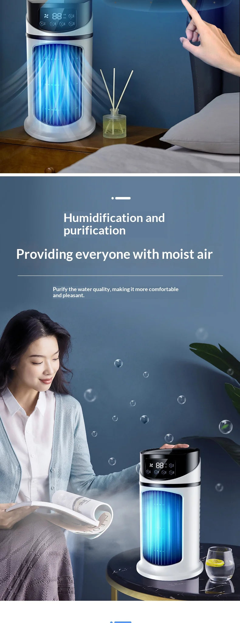 Portable Mini Air Conditioner Air Cooler Fan Water Cooling Fan Air Conditioning Air Cooler For Office Mobile Air Conditioner