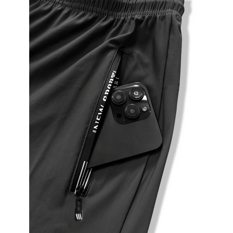 Sweatpants Man Fishing Men's High Stretch Ice Silk Jogging Pants With Zipper Pockets Breathable Elastic Sports Pants Mens Gift