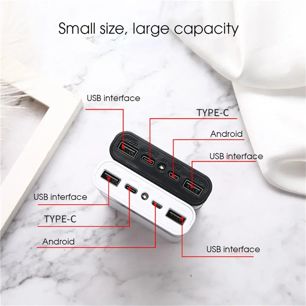 4x18650 Battery DIY Power Bank Case Charge Storage Box 5V Dual USB Type C Android Micro USB Interface For Smart Phones