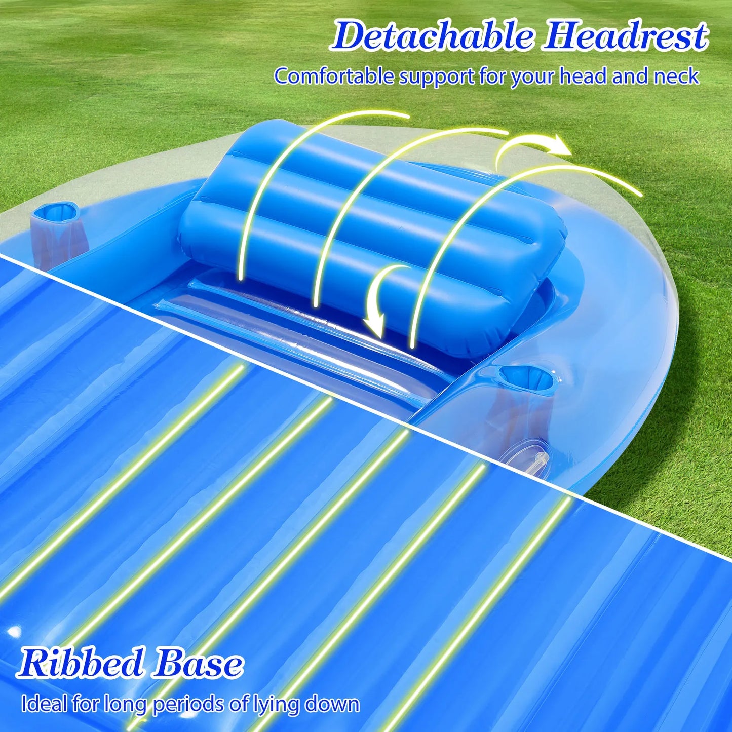 MoKo Inflatable Tanning Pool Lounge Float Pool Floats Adult Boat with Ice Bar and Cup Holders Large Suntan Tub Raft Floaties