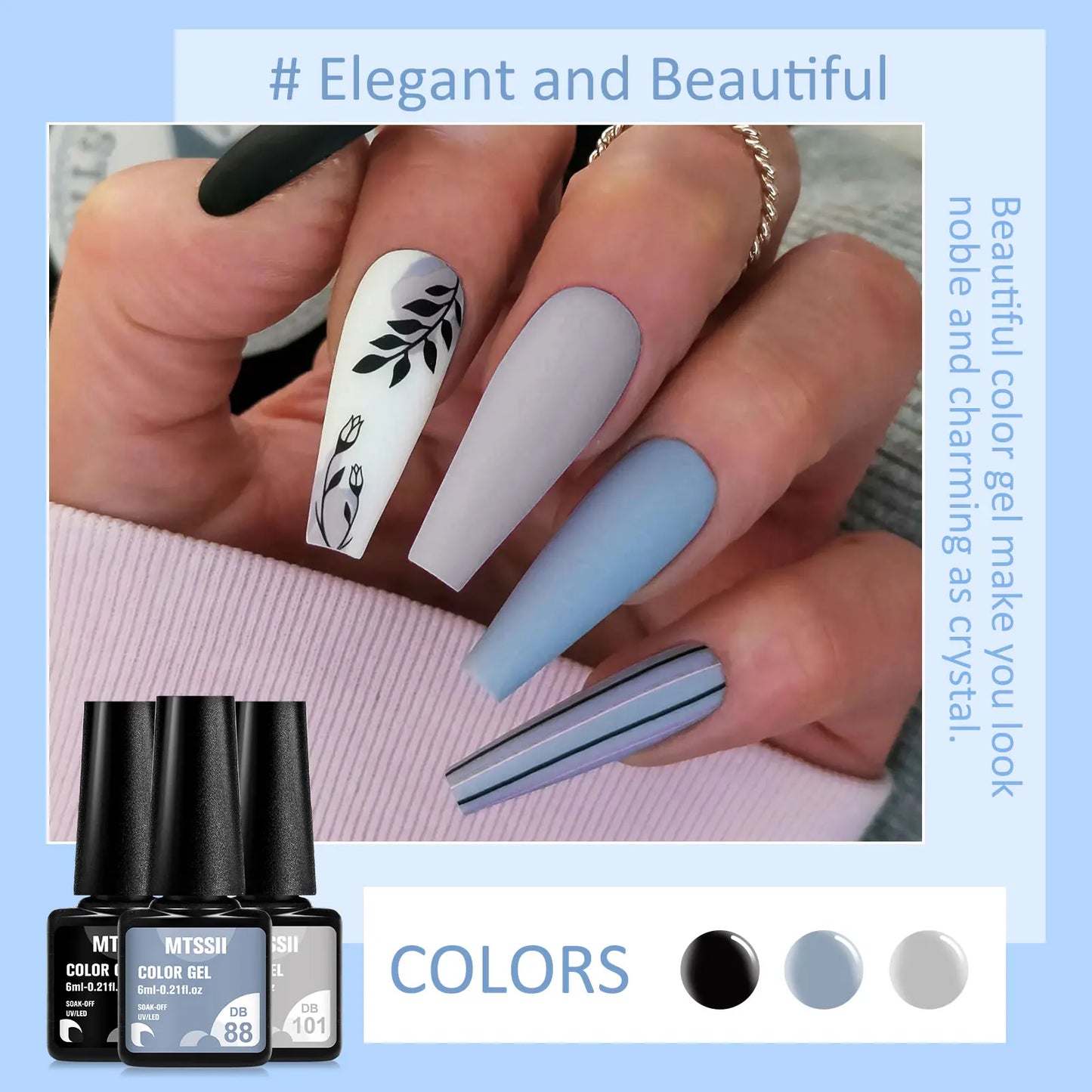 8PCS/Set Colorful Gorgeous Gel Nail Polish Kit Autumn Series Sparkling Shinning Manicure Soak Off Black White Nails Art Varnish