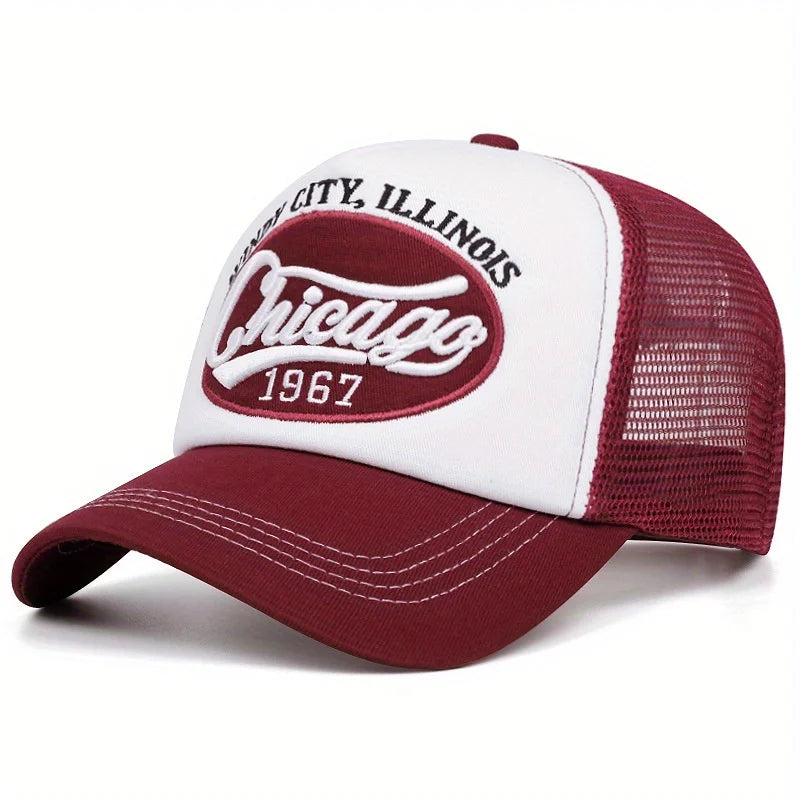1967 letter embroidered baseball cap breathable mesh truck driver cap