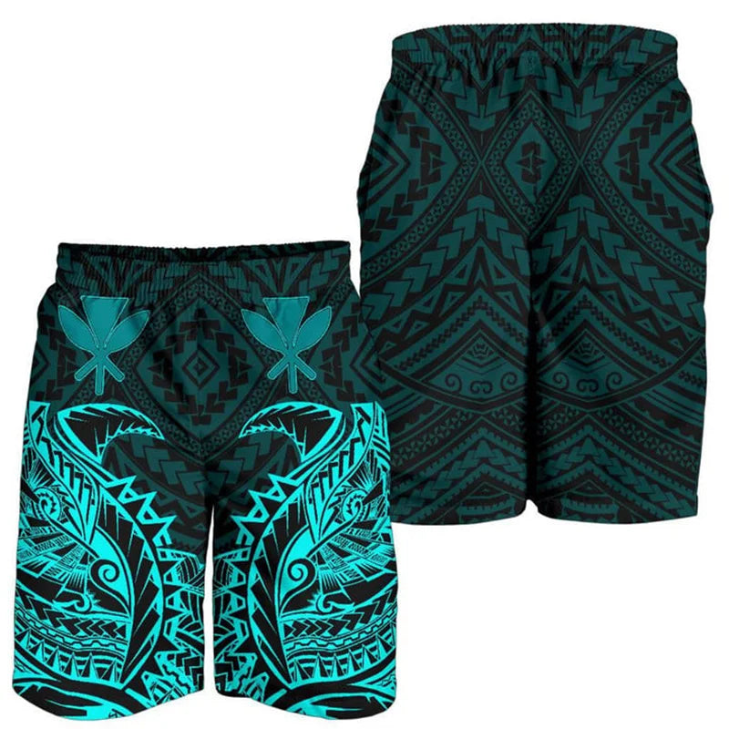 New 3D Printed Polynesian Tribal Turtle Hawaii Shorts Men's Beach Shorts Women Vacation Floral Sports Board Shorts Swim Trunks
