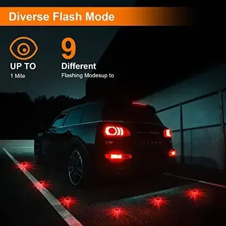 USB Rechargeable Warning Light LED Road Flares Emergency Lights Roadside Safety Beacon Disc Flashing Magnetic Beacon