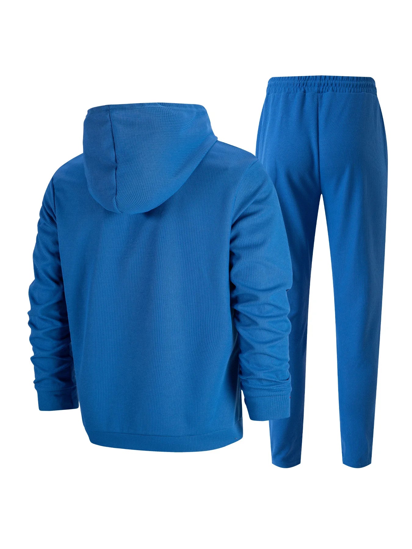 Teen Boys 2-Piece Set Waffle Knit Half-Zip Hoodie And Drawstring Pants Casual Comfortable Clothing