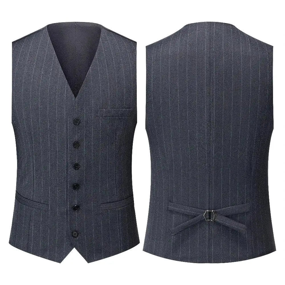 Men's 3-Piece Slim Fit Stripe Suit Blazer Jacket Vest Pants Set | Wedding Tuxedo Formal Business Prom Party US Size XXS-3XL