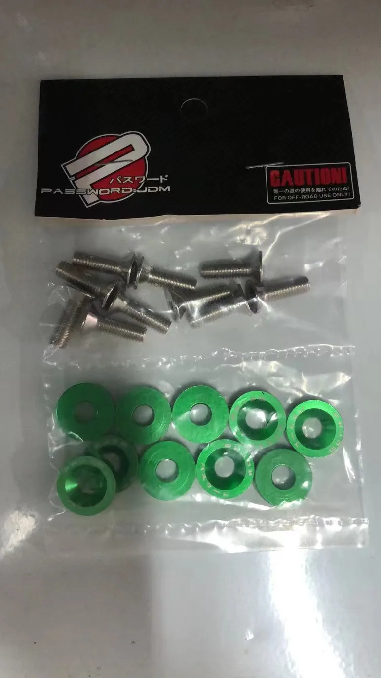 Universal 10PCS M6 Car Styling Modification JDM Sticker Stickers Password Fender Washer License Plate Bolts Auto Accessories