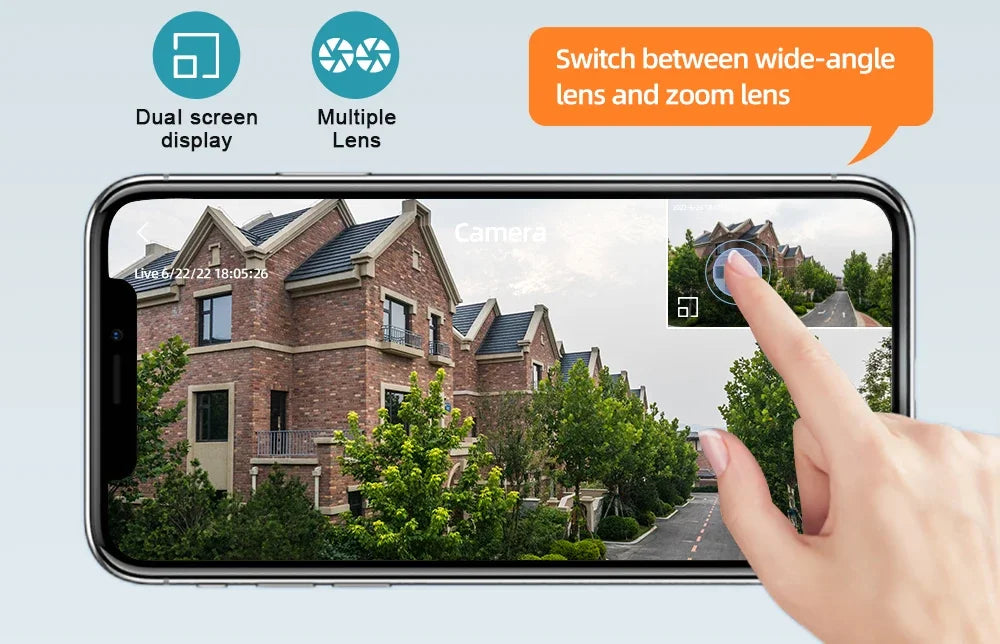 ICSEE Smart WIFI Security Camera 12MP 8K Three Lens 8X Zoom Outdoor HD Video Surveillance IP Cameras IPTV CCTV PTZ Auto Tracking