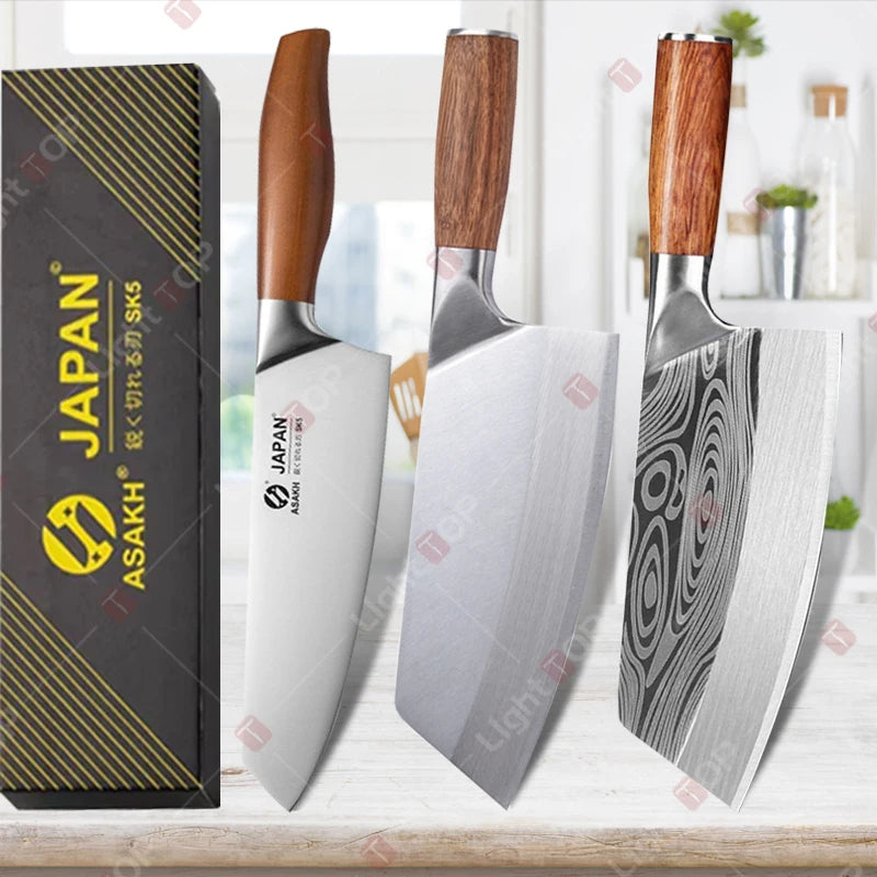 Japanese Chef Knife Professional Kitchen Knives Set Meat Cleaver Fish Fillet Slicing Santoku Knife Cooking Butcher Knife