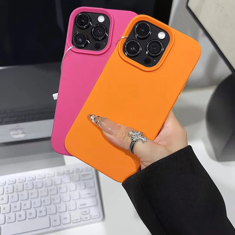 Candy Color Lichee Pattern Soft Phone Case For iPhone 17 Pro Max 11 12 13 14 15 16 Pro Max 17 Air 16E X XS XR Shockproof Cover