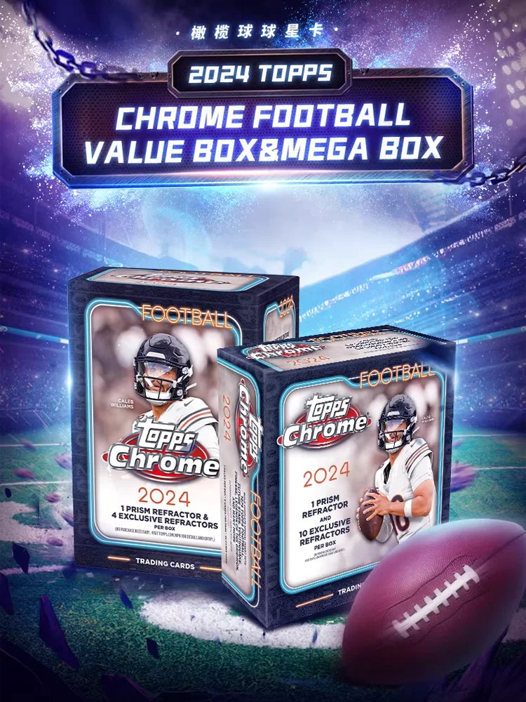 2024 Topps Chrome Football NFL Card Mystery Value Box Genuine Trading Cards Game Toys Holiday Birthday Gifts for Boys Girls