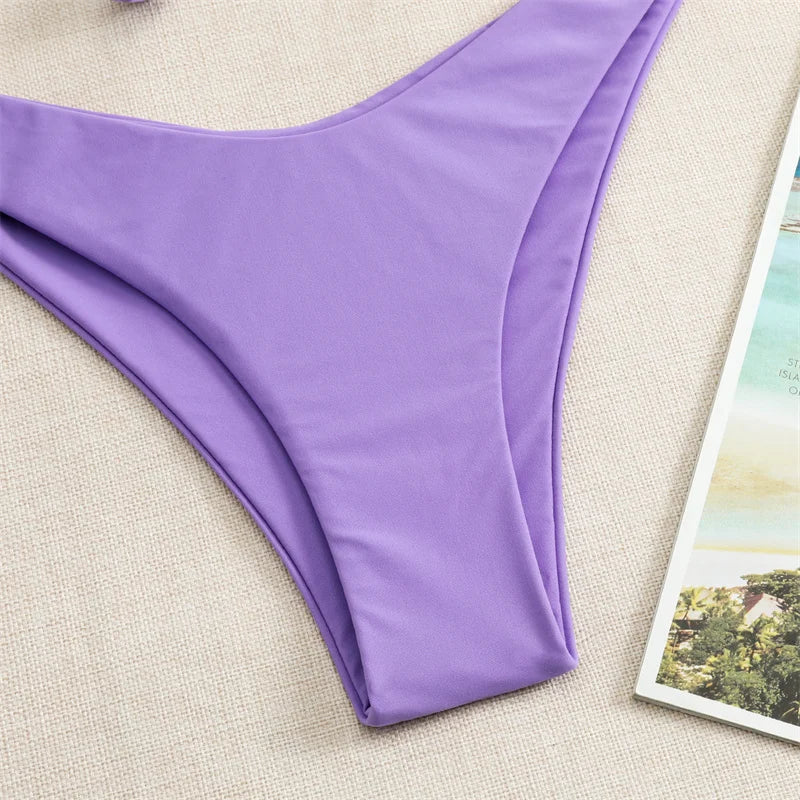 Bikini Swimsuit Women Swimwear 2026 New Solid Push Up Bikinis Set High Waist Thong Bathing Suit Two Pieces Swimming Suits Female