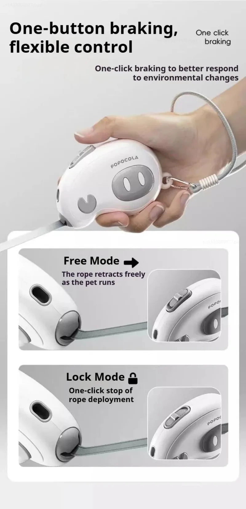 POPO Pet Mini Automatic Retractable Traction For Outdoor Walking Small Dogs Traction Rope Lightweight Dog Walking Rope Pet Items