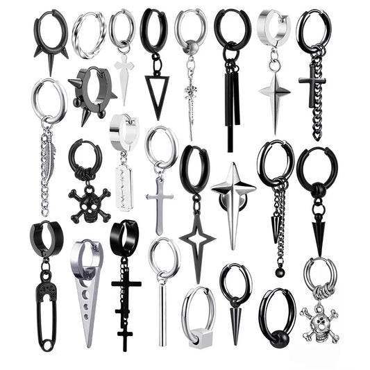 Pendientes Punk Vintage Hip Hop - Acero Inoxidable