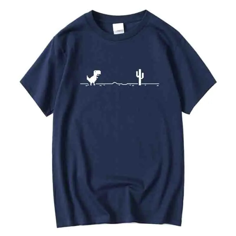 Men High Quality Cotton Blend Funny Dinosaur Print T Shirt Loose O-neck Summer Cool Men Tshirt Short Sleeve T-shirt Male Tee Top