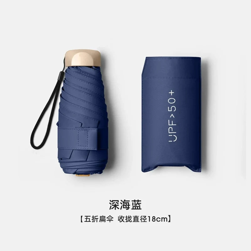 Low Price Promotion Mini Sun Umbrella Pocket Rain Umbrella Vinyl Folding UV Ultraviolet Protection Sun Shade Pocket Parasol