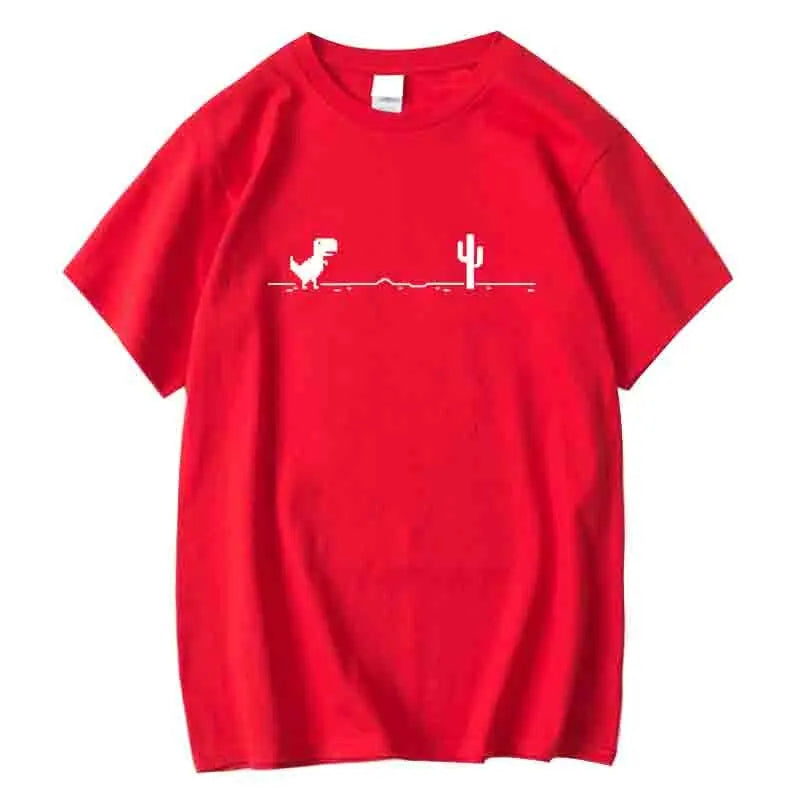 Men High Quality Cotton Blend Funny Dinosaur Print T Shirt Loose O-neck Summer Cool Men Tshirt Short Sleeve T-shirt Male Tee Top
