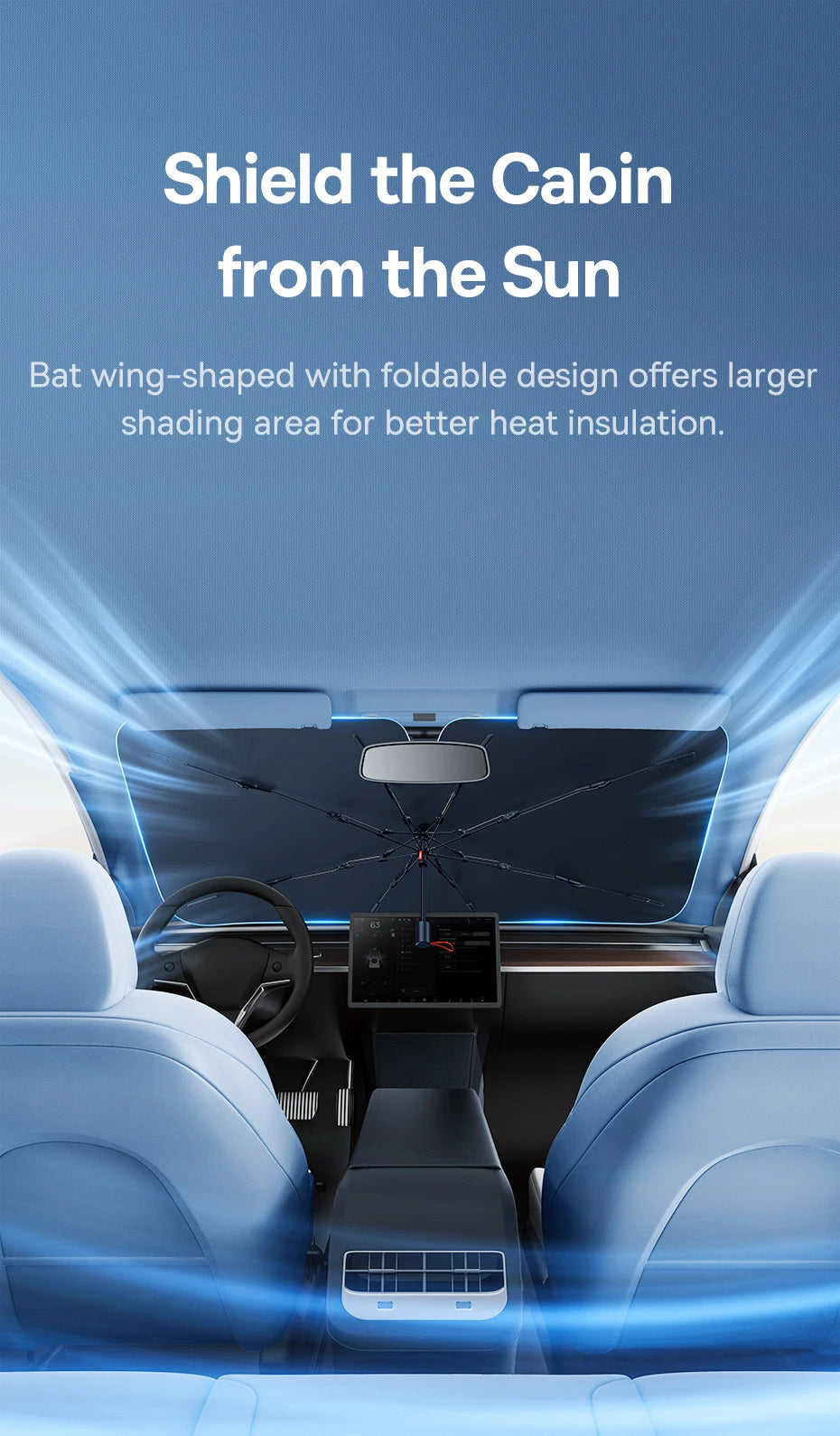 Baseus Car Windshield Sun Shade Umbrella Wider Hemmed Edges Cover Front Window Sunshades Summer Sun Protection Accessories