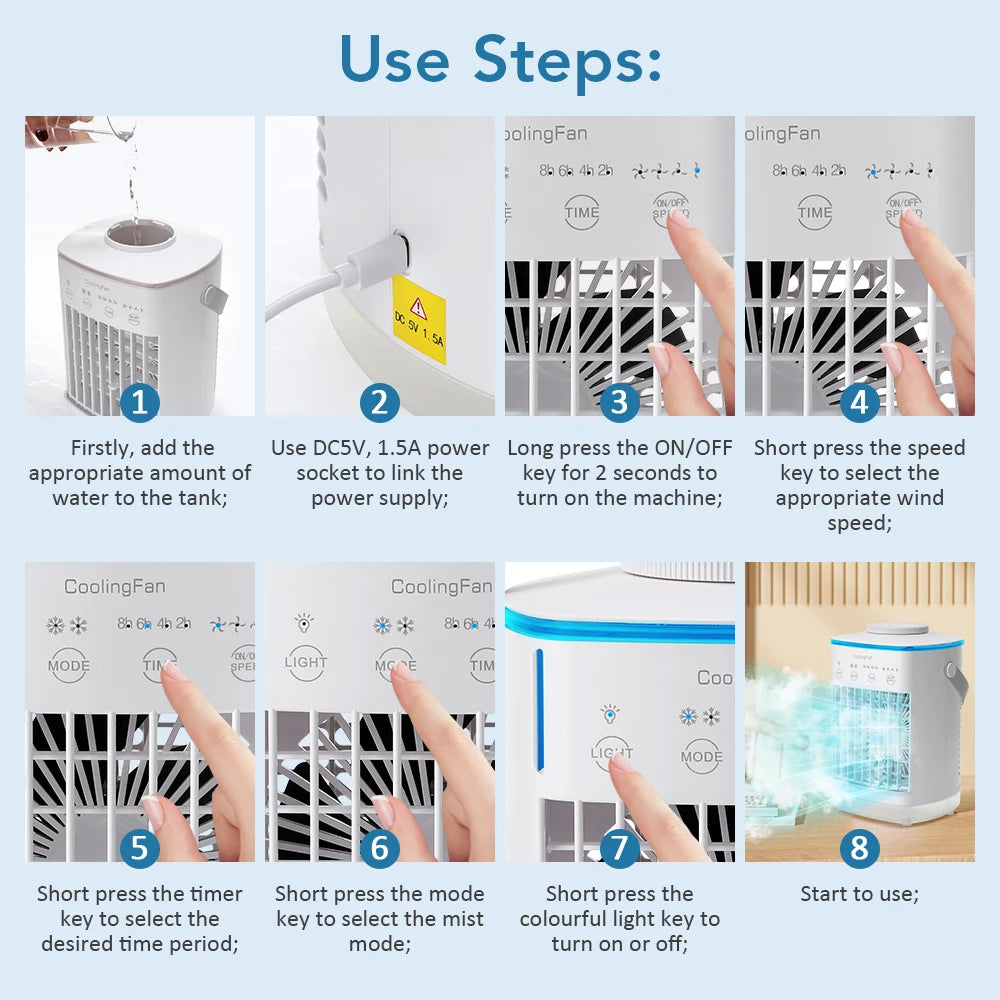 Desktop air conditioner fan small air cooling machine small air conditioner household water cooling fan summer dormitory artifac